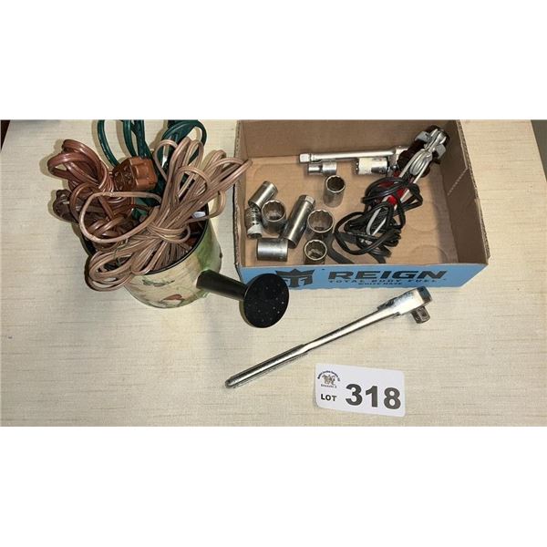 EXTENSION CORDS, WATER CAN, CRAFTSMAN RATCHET,