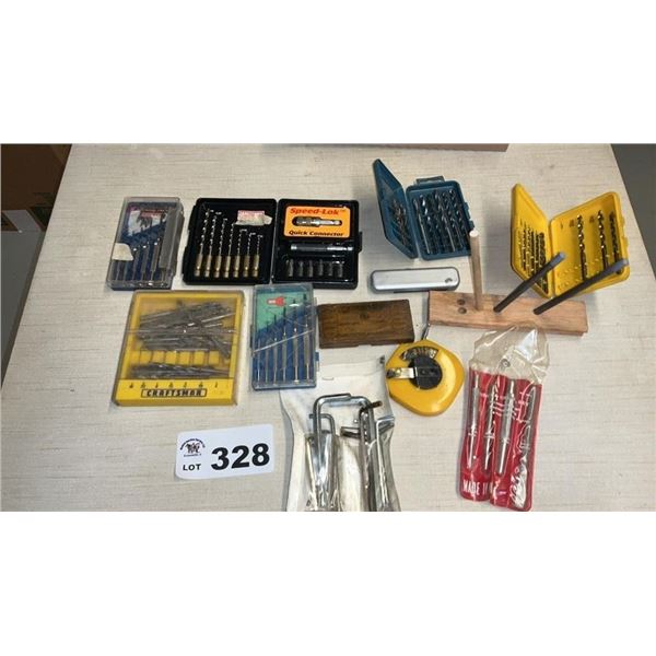 ALLEN WRENCHES, DRILL BITS, TAPE. SCREWDRIVER SETS