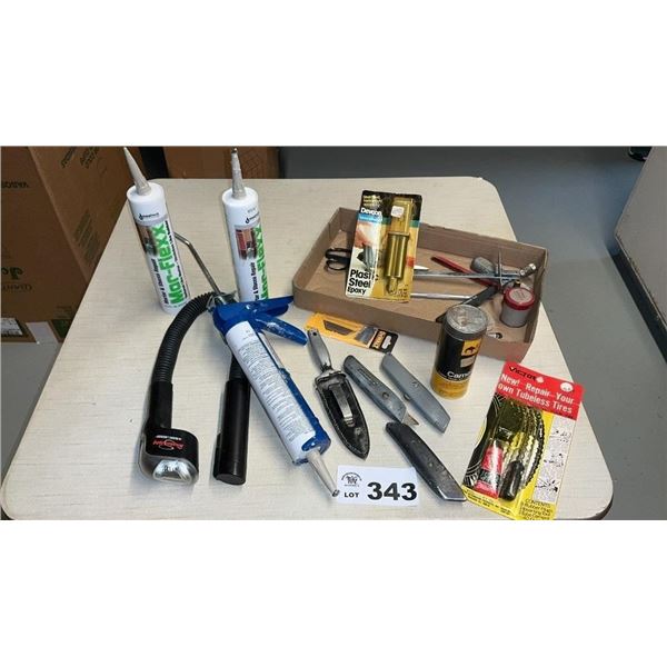 SNAKE LIGHT, CAULK GUNS, SCISSORS, KNIVES