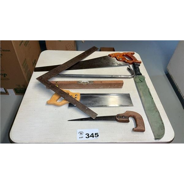 SAWS, CROWBAR, MATCHETE, LEVEL, SQUARE