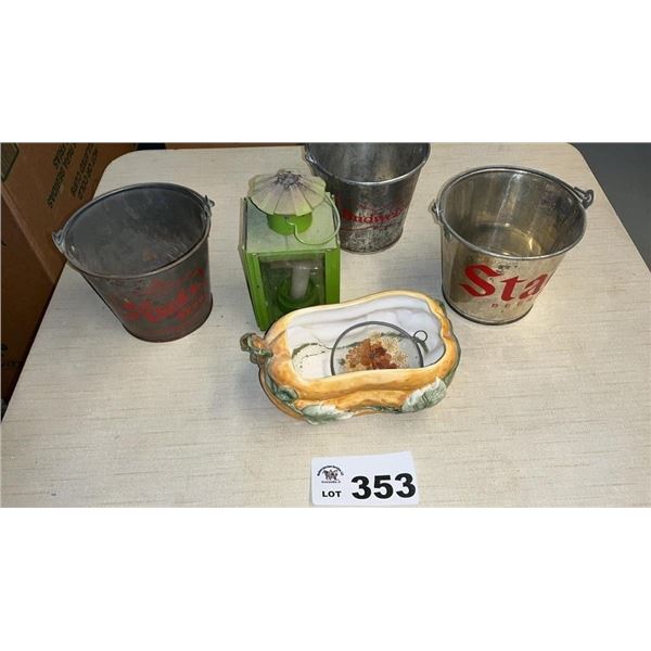 BEER BUCKETS, POT, LANTERN