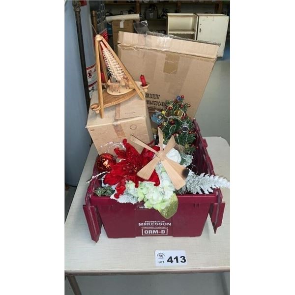 TOTE OF CHRISTMAS DECOR