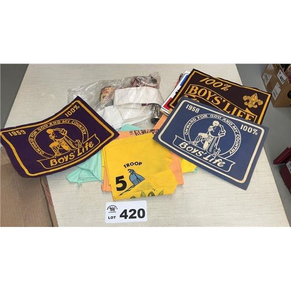 BOY SCOUT BADGES, BANNERS, SCARVES