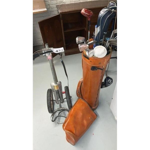GOLF CART, WILSON GOLF CLUBS, BAG