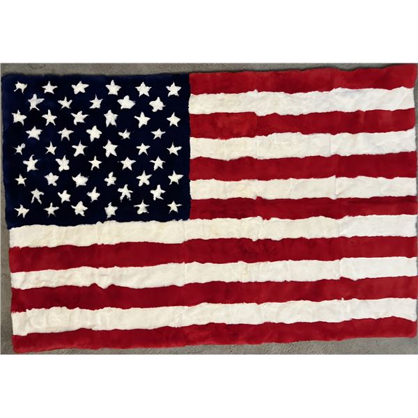Super Soft Rex Rabbit Fur American Flag Blanket