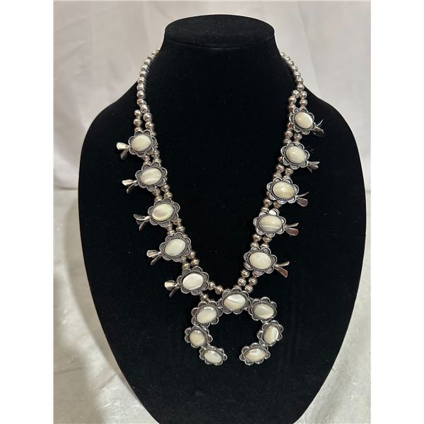 Opal Navajo Squash Blossom Necklace