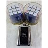 Image 2 : (2) Rubiks Cube type puzzles and a small Flask