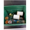 Image 4 : Rubbermaid with Various Glass Containers and 2 White Tin containers Cannot Ship