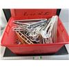 Image 1 : * Storage Tote full of plastic and wooden Hangers.  Cannot Ship.