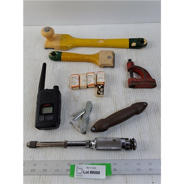Scrapers, ankee Drill, GMRS Radio, Screen Tool and Valve Caps