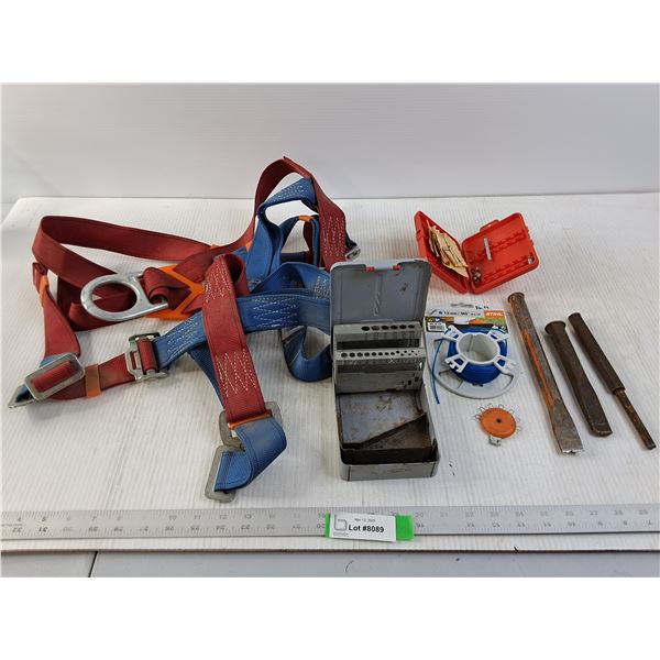 Safety harness, Trimmer Line and Various tools