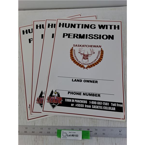 4 Weather Resistant hunting with Permisson Signs