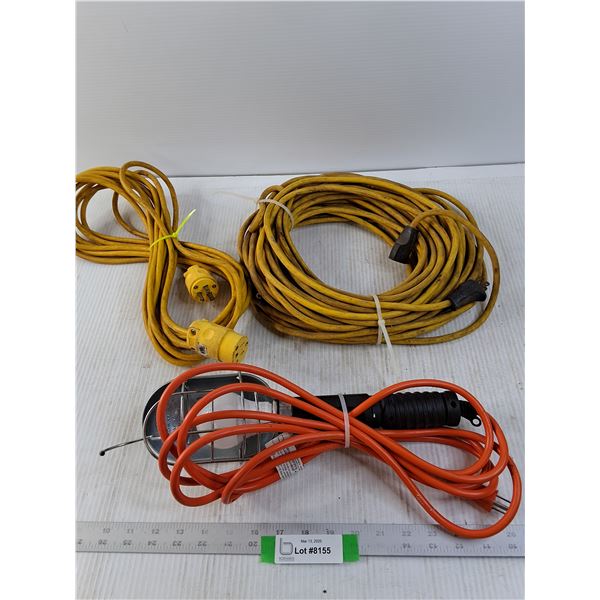 2 Electrical Extension Cords and a Trouble Light