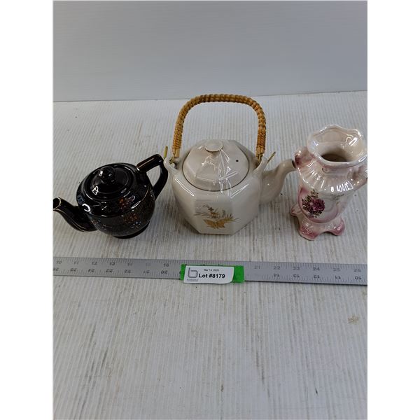 (2) Tea Pots Made in Japan and one Vase
