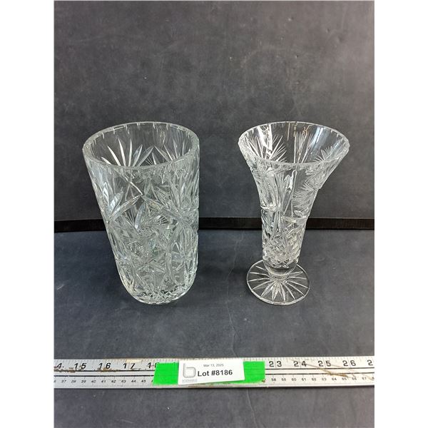 (2) Crystal Flower Vases