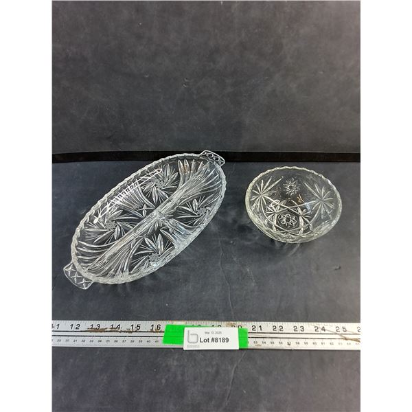 Divided Glass Serving Dish and Candy Bowl