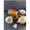 Image 5 : Wooden Elephant, Ceramic Mugs, Glass Penguin and Creamer