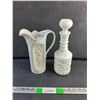 Image 1 : Milk Glass Pitcher and Liquor Decanter