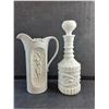 Image 2 : Milk Glass Pitcher and Liquor Decanter