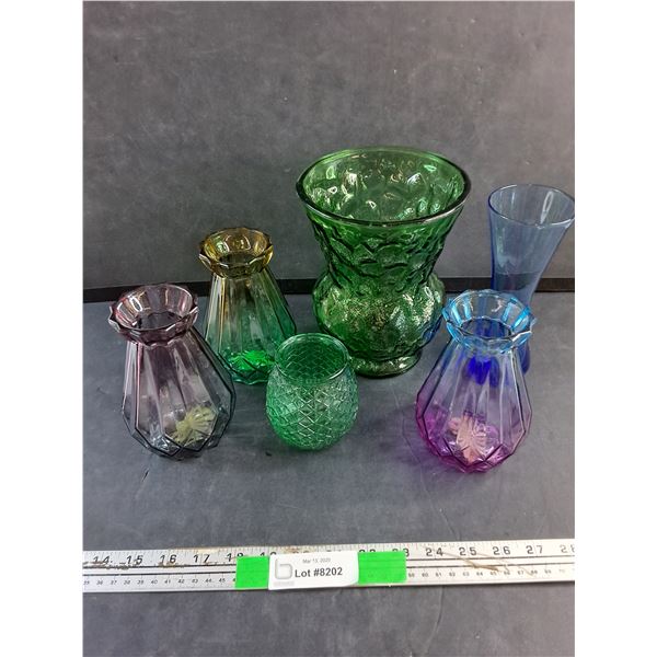 6 Glass Flower Vases