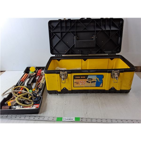 Toolbox 9" Tall x 22" Long x 10" Wide & Tools- Screwdrivers, Pliers, Wrenches, Misc.