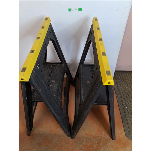 *(2) Stanley Plastic Folding Sawhorses