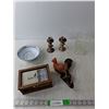 Image 1 : (2) Candleholders, Storage Box with Playing Cards, Rooster Coat Hanger, Misc.