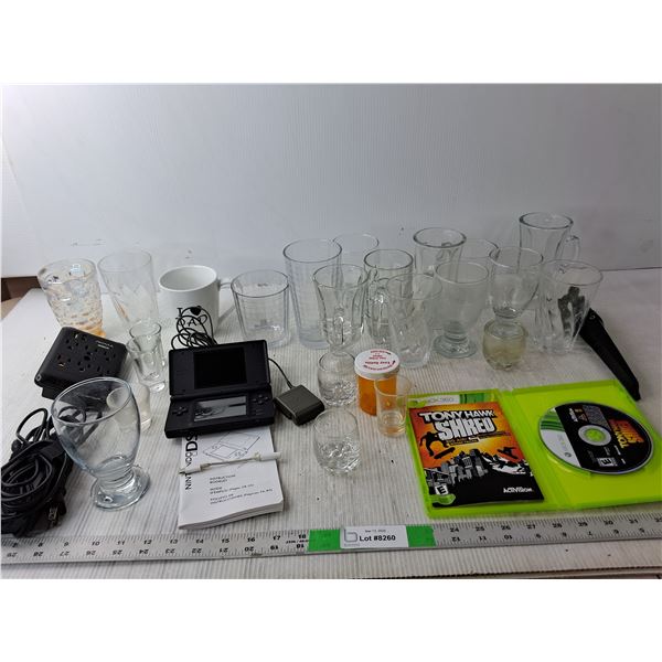 Nintendo DS- Charger Powers On, Glasses, Tony Hawk Xbox 360 Game, Misc.