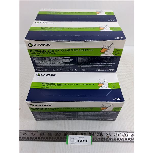 (5) Boxes of 35 Halyard Fluidshield N95 Filter Respirator & Surgical Mask - Sealed
