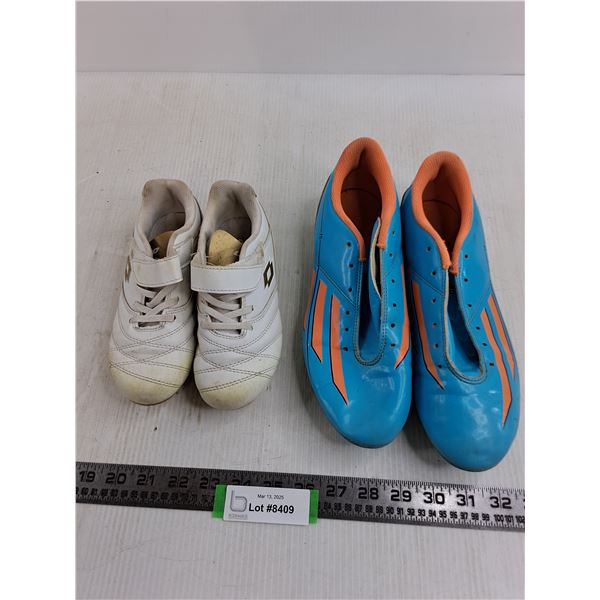 (2) Pairs of Cleated Shoes - Adidas Size 8 & Lotto Size 13 Childs