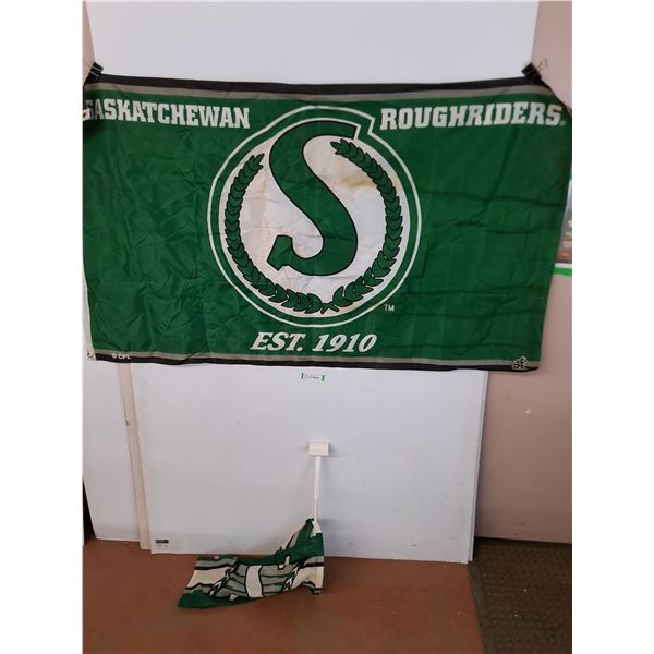 Saskatchewan Roughriders Flag 61" x 35" & Wind Sock 21" Long