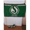 Image 1 : Saskatchewan Roughriders Flag 61" x 35" & Wind Sock 21" Long