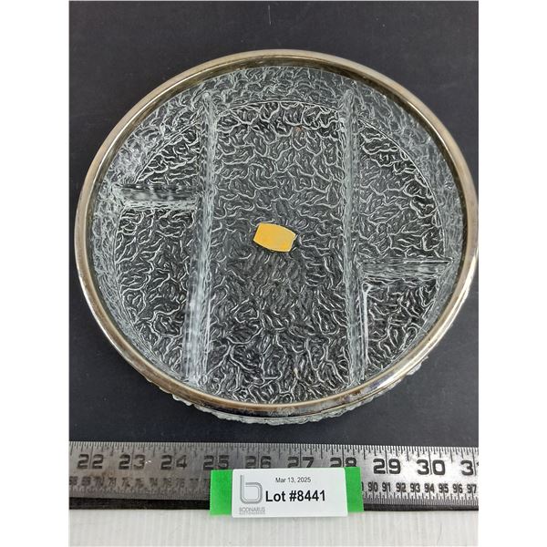 Lead Crystal Partitioned Serving Bowl 9.75" Dia