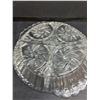 Image 3 : (2) Crystal Platters (Footed 12" Dia & Partitioned 10.5" Dia)
