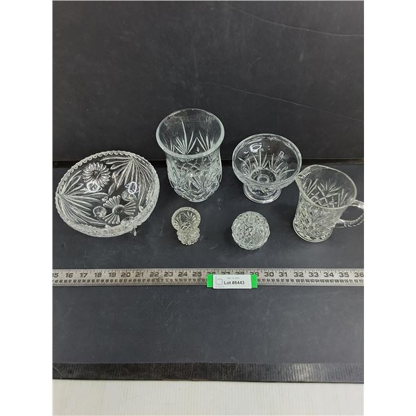 Assorted Crystal Serving/Display Pieces - 3 Smalls are Glass