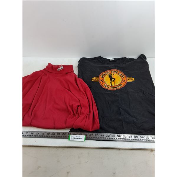 (2) Men's Shirts (WHL Turtleneck & "Pole Workers" T