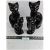 Image 1 : Set of 4 Ceramic Ornamental Black Cats - Tallest 11"