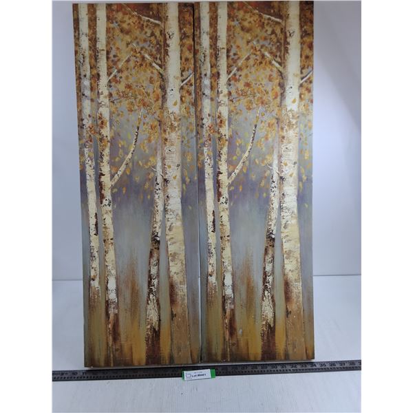 Pair of Canvas Wall Art "Birch Trees" 35.5" x 11.5"