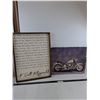 Image 1 : (2) Pieces of Wall Art (Framed F.Scott Fitzgerald Quote 24" x 18" & Unframed Harley 20" x 16")