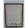 Image 2 : (2) Pieces of Wall Art (Framed F.Scott Fitzgerald Quote 24" x 18" & Unframed Harley 20" x 16")