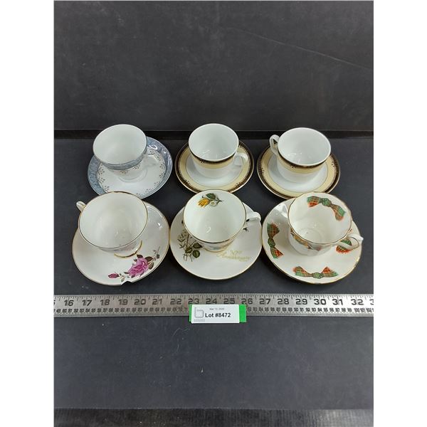 (6) Fine China & Porcelain Tea Cups & Saucers
