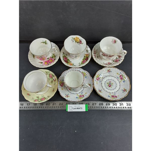(5) Fine China Tea Cups & (6) Saucers