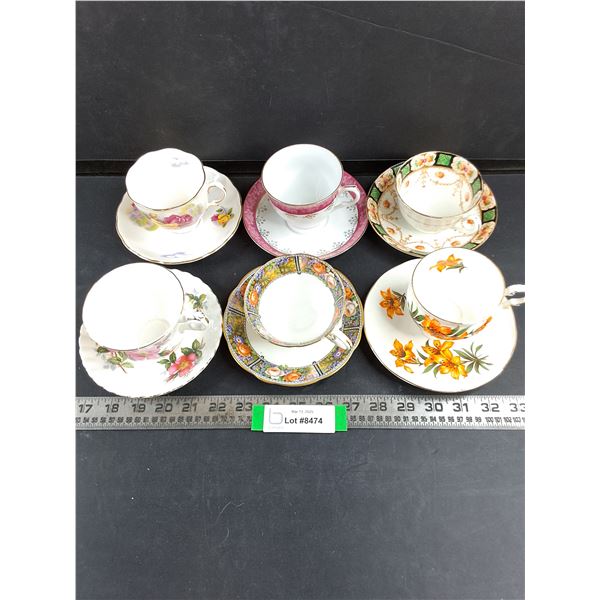 (6) Fine  china Tea Cups & Saucers