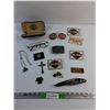 Image 1 : Harley Davidson Folding Knife, Shirt Pin, Stickers, Patches, Necklace and Misc