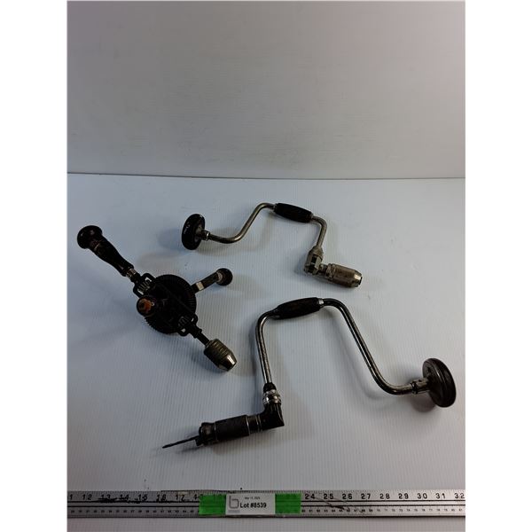 (3) Vintage Manual Drills