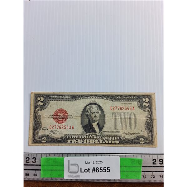Antique 1928 Series US 2 Dollar Banknote