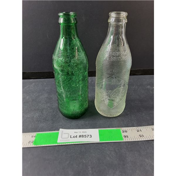 (2) Vintage Glass Bottles- Sprite & Coca-Cola