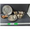 Image 1 : Metal Dishes- Sugar Bowls, Creamer, Plates, Japanese Ornaments