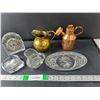 Image 1 : Glass & Metal Lot- (3) Pitchers, Tray, Clock- As Is, Decorative Piece