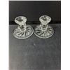 Image 2 : Crystal Lot- (2) Candleholders, Tray, Pitcher, Sugarbowl, Trinket Holder